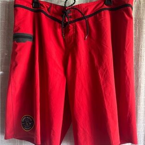 Quiksilver Red Board Shorts with Black Accents
